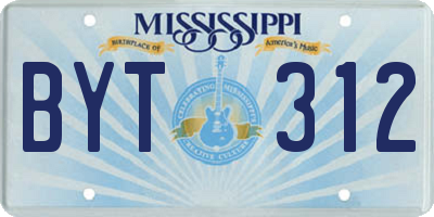 MS license plate BYT312
