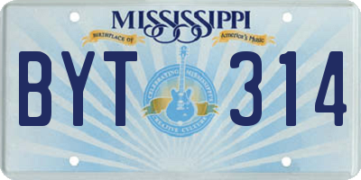 MS license plate BYT314