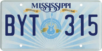 MS license plate BYT315