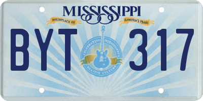 MS license plate BYT317