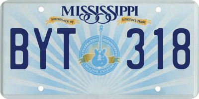 MS license plate BYT318