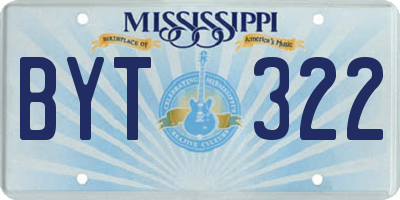 MS license plate BYT322