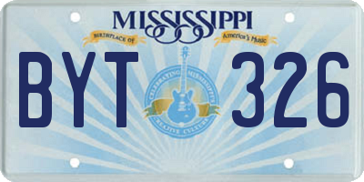 MS license plate BYT326