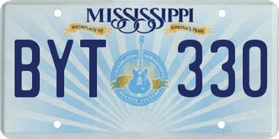 MS license plate BYT330