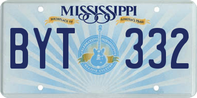 MS license plate BYT332