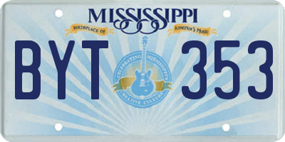 MS license plate BYT353