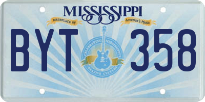 MS license plate BYT358