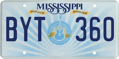 MS license plate BYT360