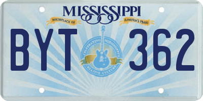 MS license plate BYT362