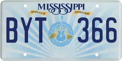 MS license plate BYT366