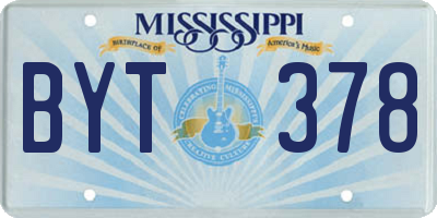 MS license plate BYT378