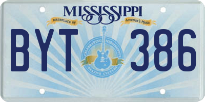 MS license plate BYT386