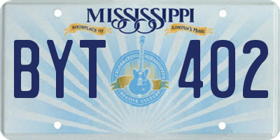 MS license plate BYT402