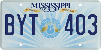 MS license plate BYT403