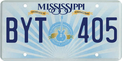 MS license plate BYT405