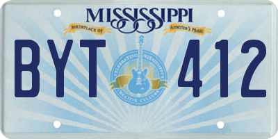 MS license plate BYT412