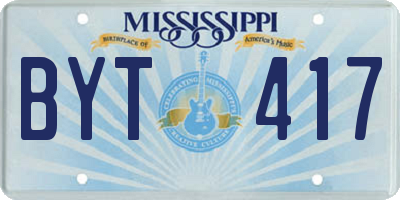 MS license plate BYT417