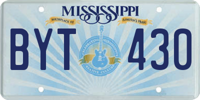 MS license plate BYT430