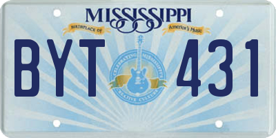 MS license plate BYT431