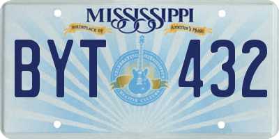 MS license plate BYT432