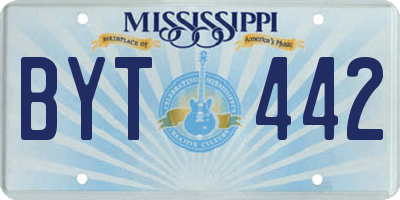 MS license plate BYT442