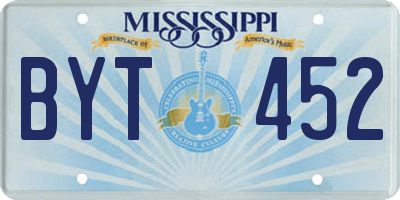 MS license plate BYT452