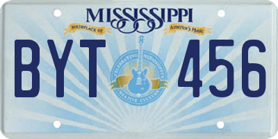MS license plate BYT456
