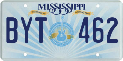 MS license plate BYT462