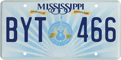 MS license plate BYT466