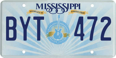 MS license plate BYT472