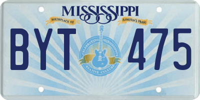 MS license plate BYT475