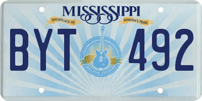 MS license plate BYT492