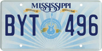 MS license plate BYT496