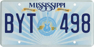 MS license plate BYT498
