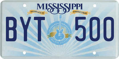 MS license plate BYT500