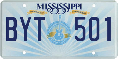 MS license plate BYT501