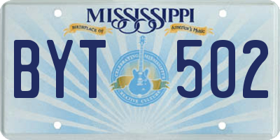 MS license plate BYT502