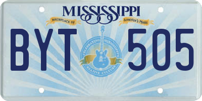 MS license plate BYT505