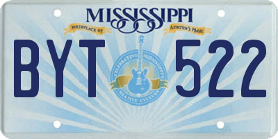 MS license plate BYT522