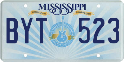 MS license plate BYT523