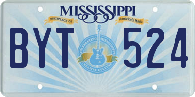 MS license plate BYT524