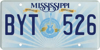 MS license plate BYT526