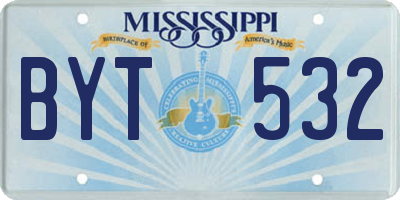 MS license plate BYT532