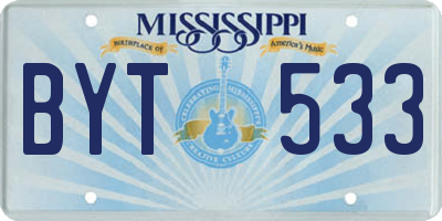 MS license plate BYT533