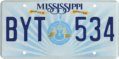 MS license plate BYT534