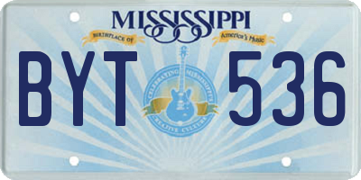 MS license plate BYT536