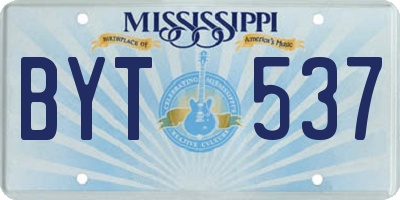 MS license plate BYT537