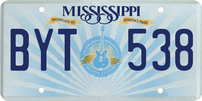 MS license plate BYT538
