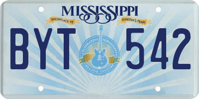 MS license plate BYT542