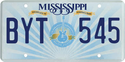 MS license plate BYT545
